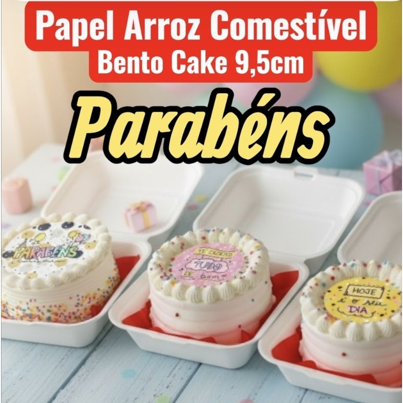 12 IMAGEM  papel de arroz comestível parabens 9,5cm.bolo tortas doces confeitaria bento cake parabéns  festa aniversário em Oferta na Shopee