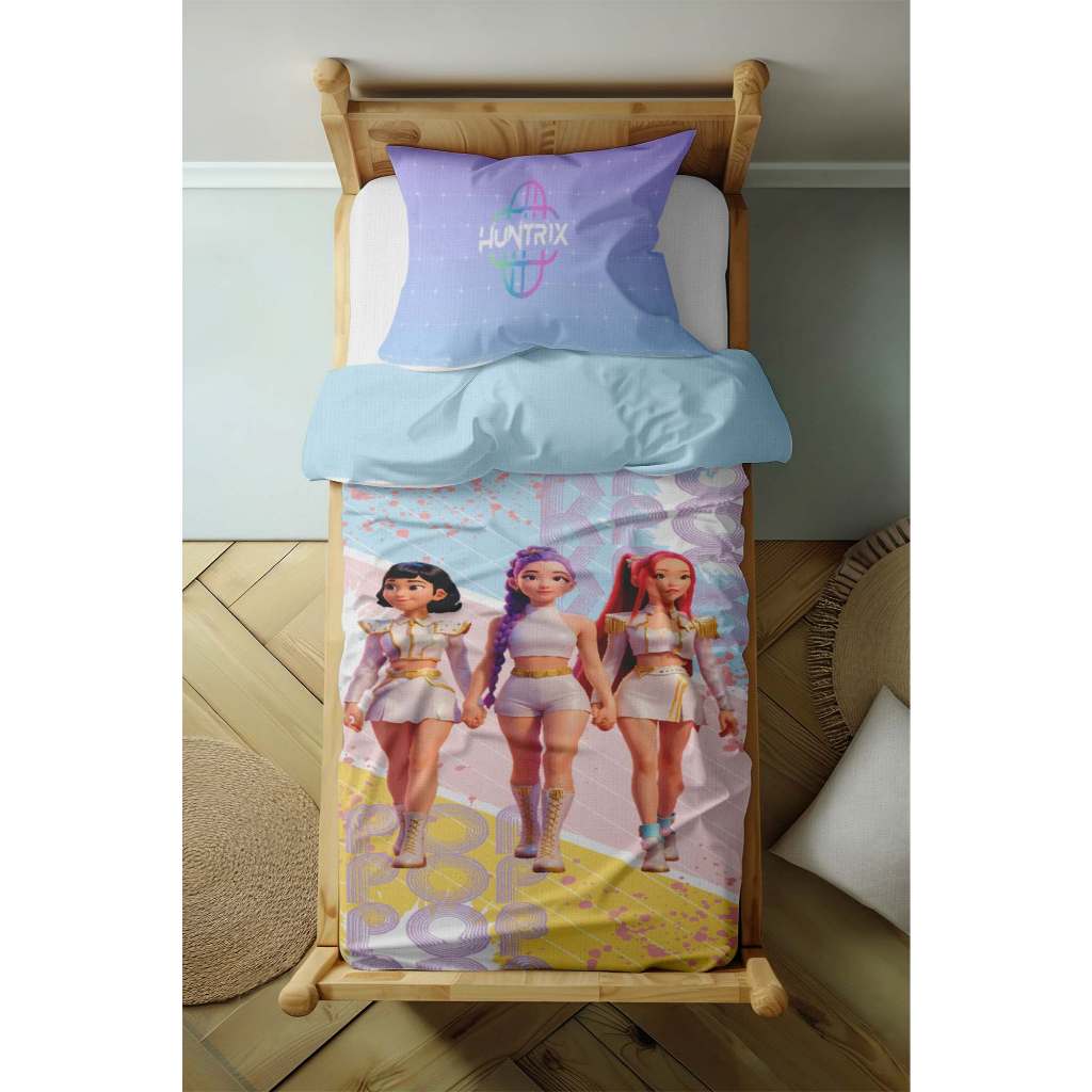 Lençol Sem elástico Solteiro + Fronha tema As Guerreiras do K-pop em Oferta na Shopee