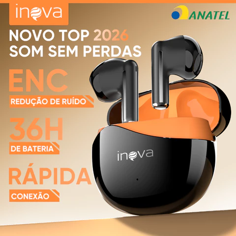 INOVA Fones Bluetooth Grave Profundo 36h Bateria ENC 13mm Driver Conforto Perfeito