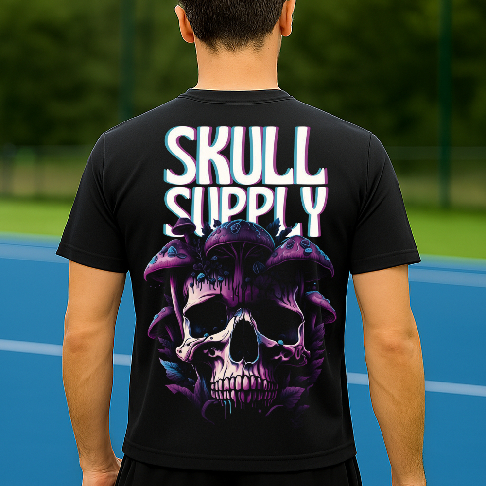 Camiseta Dry Fit Masculina Estampada Caveira com Cogumelo P ao GG Leve Respirável Academia Treino