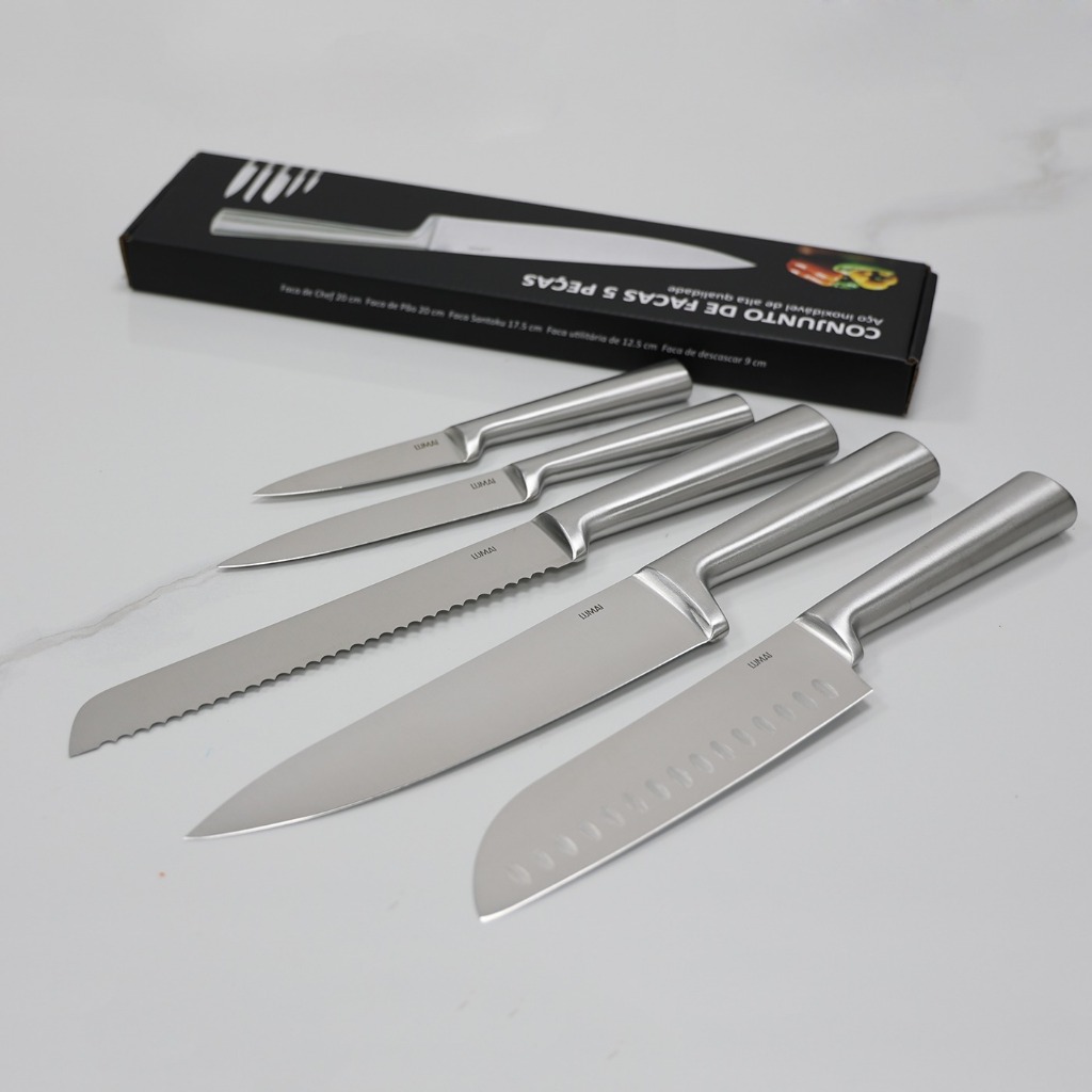 Lumai Kit Cozinha 5 Facas Inox Utensílios Silicone Tábua Corte Dupla Face Antiderrapante · foto 2