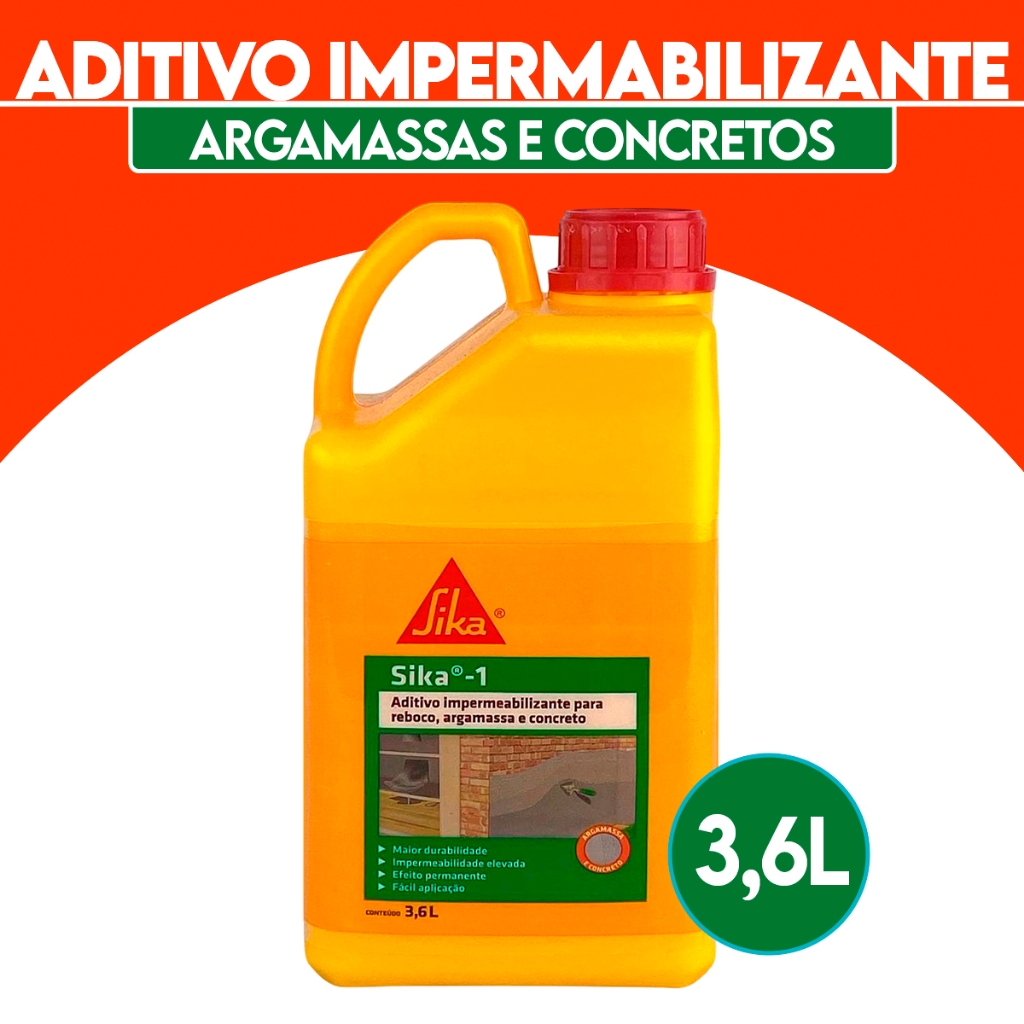 Sika-1 Aditivo 3,6 L Impermeabiliza Reboco Internos Externos