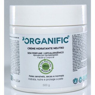 Creme Hidratante Neutro Organific Vegano,  Natural, Oganico. Hipoalergenico sem perfume  Certificado IBD I100% Natural