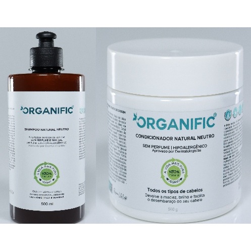 Kit Shampoo Neutro + Condicionador Base Neutra Organific  100% Natural Vegan Sem Perfume Ibd