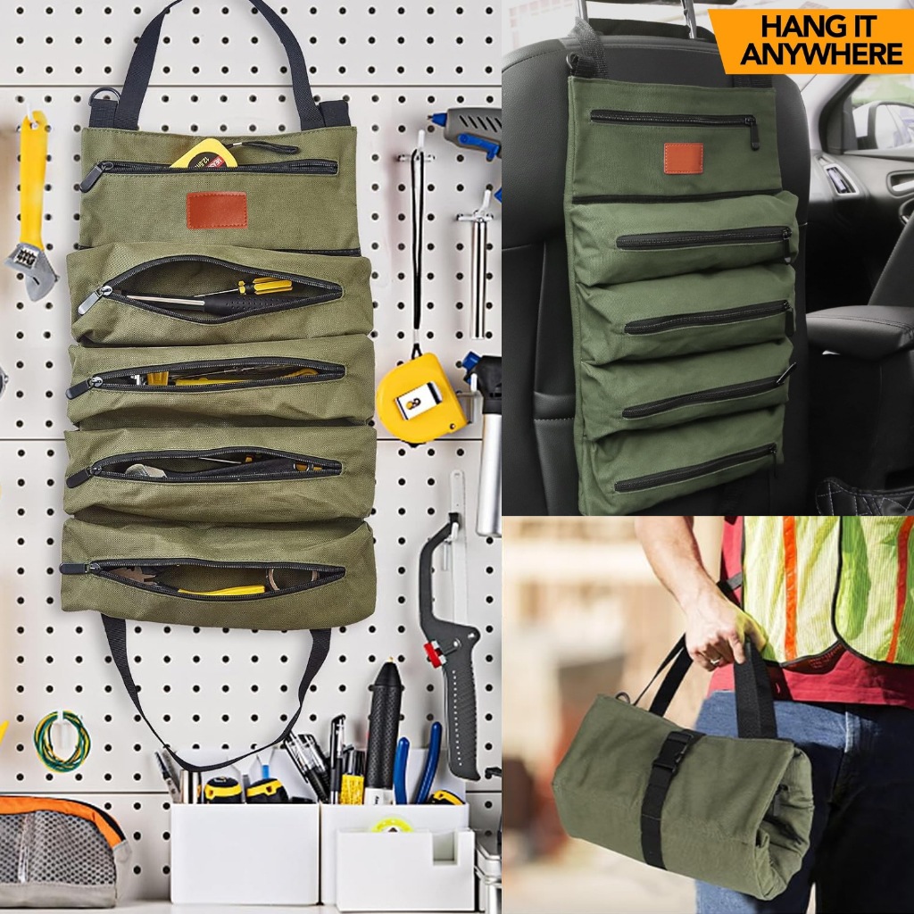 Bolsa Estojo de Ferramentas Dobrável Eletricista Mecânico 5 Compartimentos Zíper Alça Multiuso em Oferta na Shopee