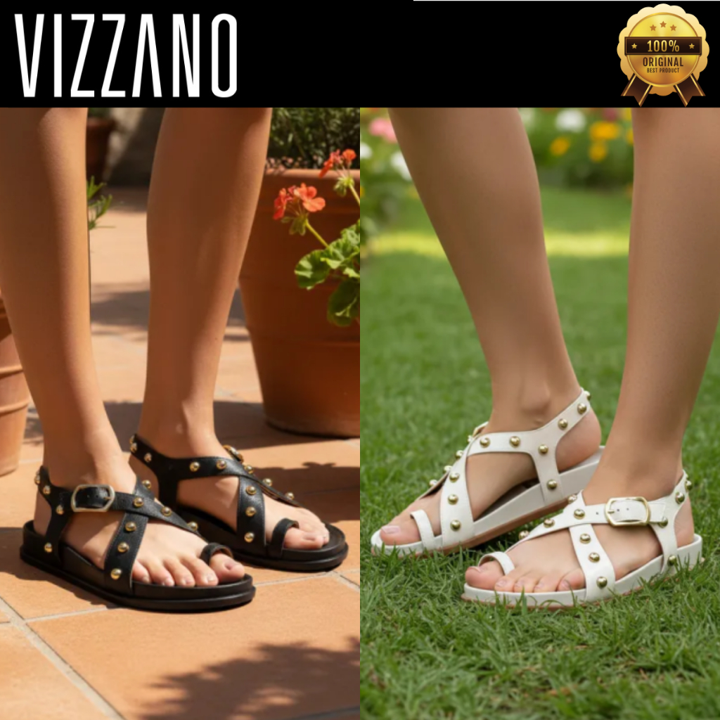 Sandália Rasteirinha Feminina Vizzano Fivela Brilho Macia Leve Casual Confortável Chinelo Original