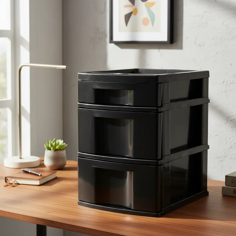 Gaveteiro Preto 3 Gavetas – 1 Pequena e 2 Grandes, Organizador Multiuso Agraplast 903 em Oferta na Shopee