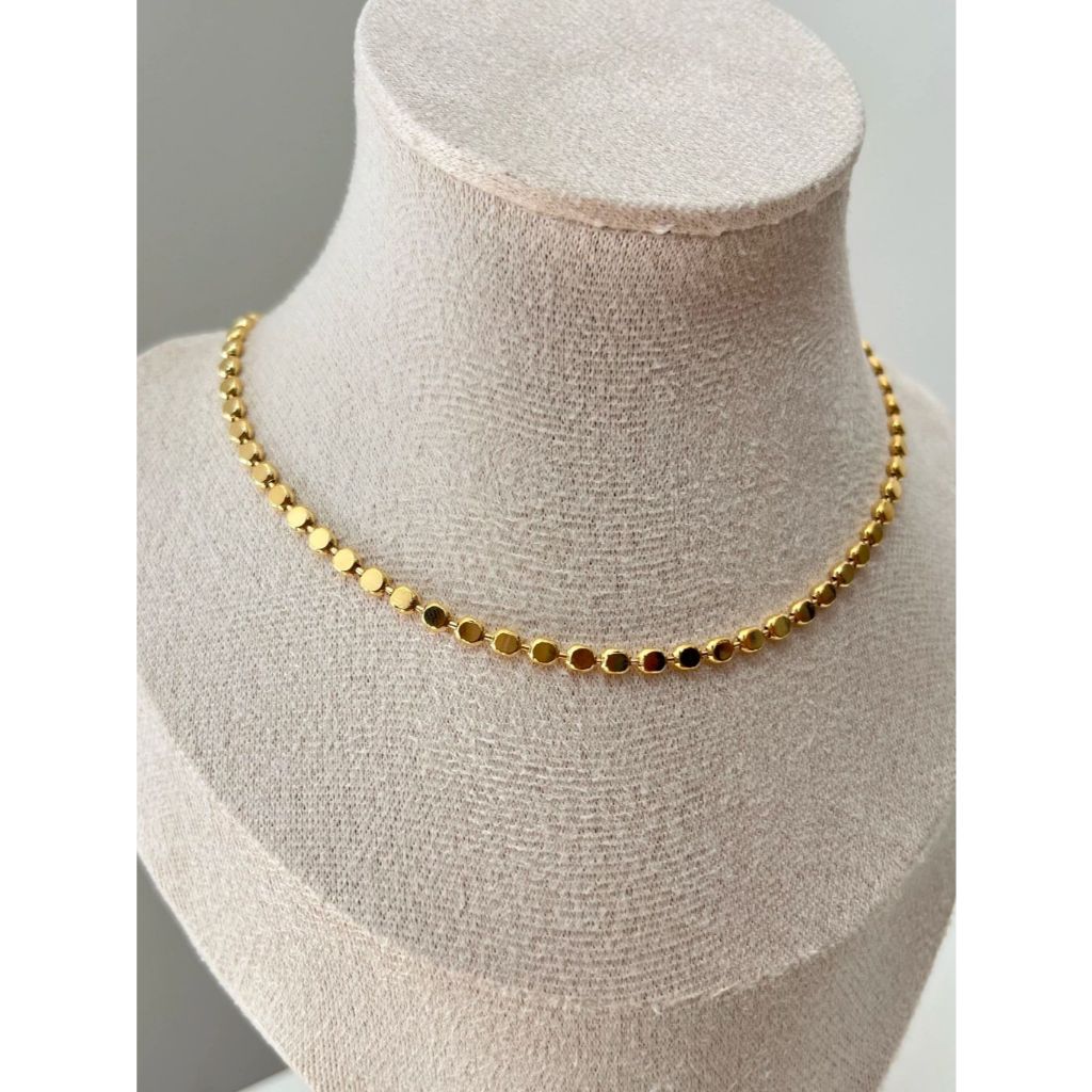 Mix Choker Colar Mini Bolinhas Esfera Achatada Folheado a Ouro 18K Dourado Feminino em Oferta na Shopee