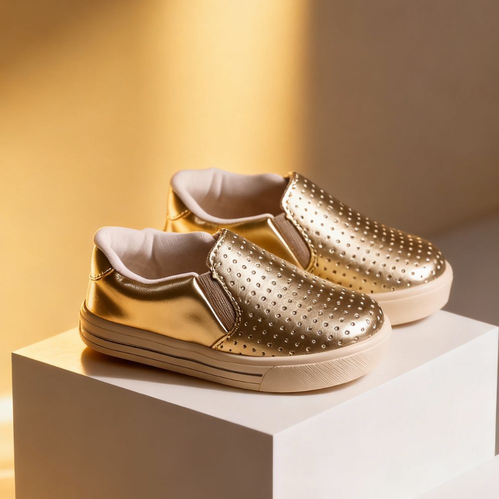 Tênis Feminino Infantil Slip On Metalizado Dourado 22440 Pequito em Oferta na Shopee