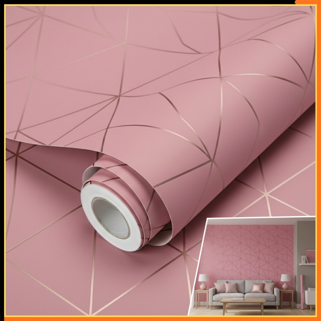 Adesivo Premium de Parede 5Metros x 45cm Lavável Zara Rosa Rose Gold linhas amareladas Quarto Sala Autocolante em Oferta na Shopee