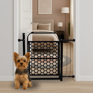 Portão de Segurança 68cm a 83 cm Ajustável para Bebês e Pets Versatil Estrutura Reforçada, Instalação por Pressão PRETO