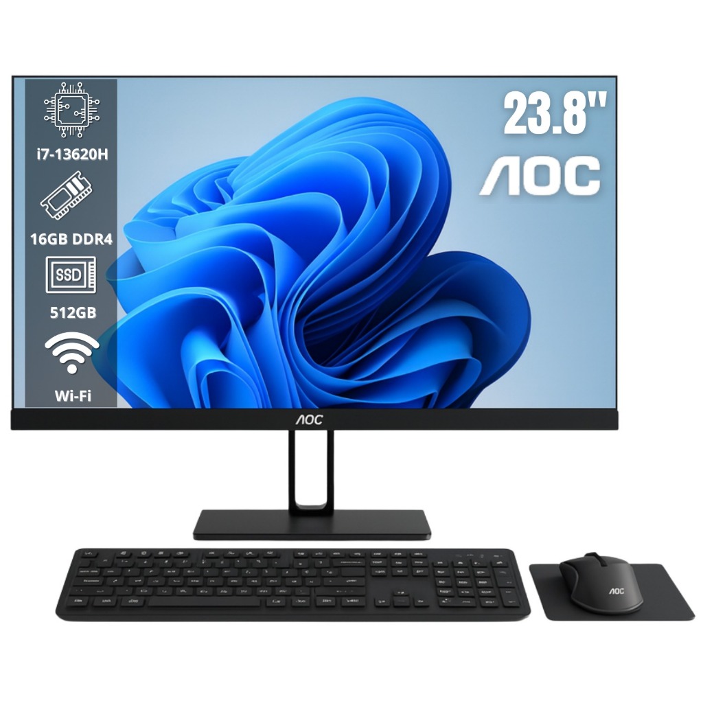Computador AOC All-in-One 23.8 Polegadas i7 16GB SSD 512GB  LAN 1Gb HDMI Porta C
