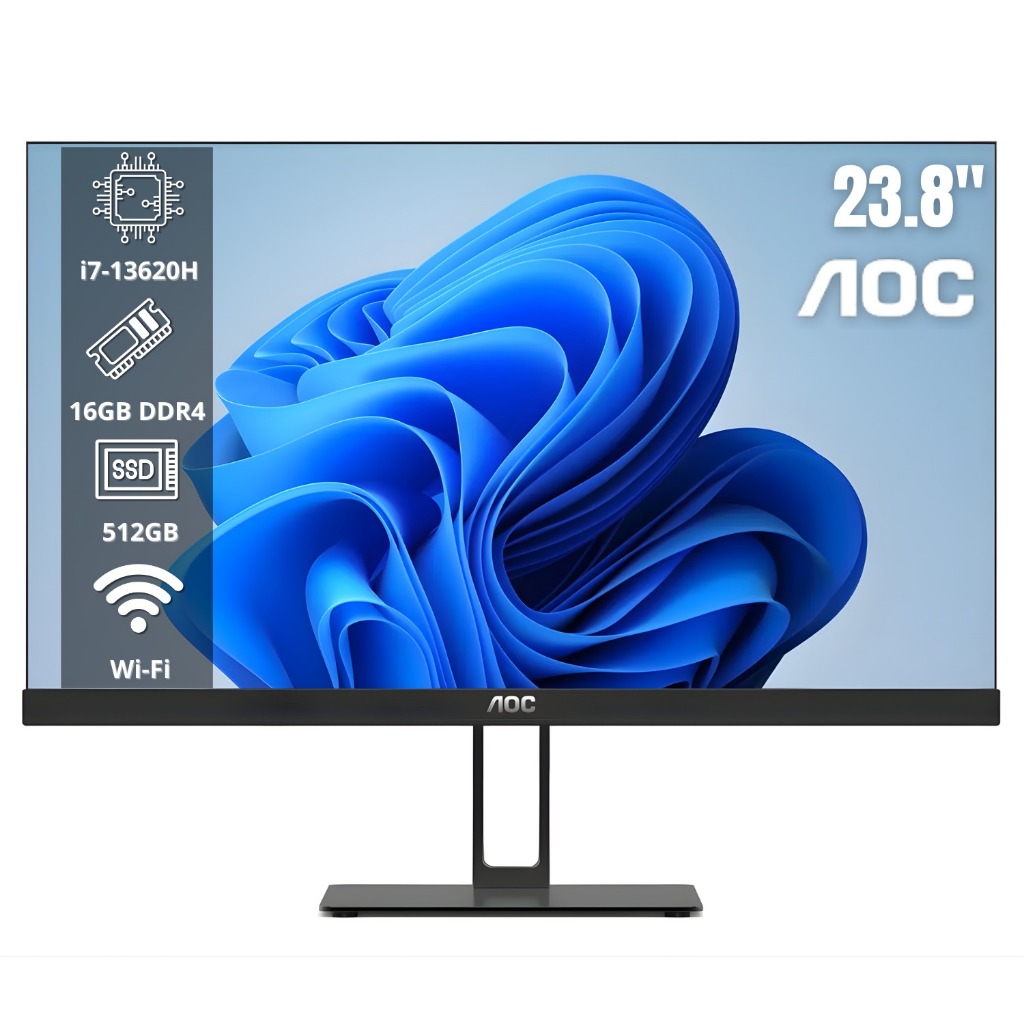Computador All-in-One AOC 23.8 i7-13620H 16GB DDR4 SSD 512GB Windows 11 Pro HDMI