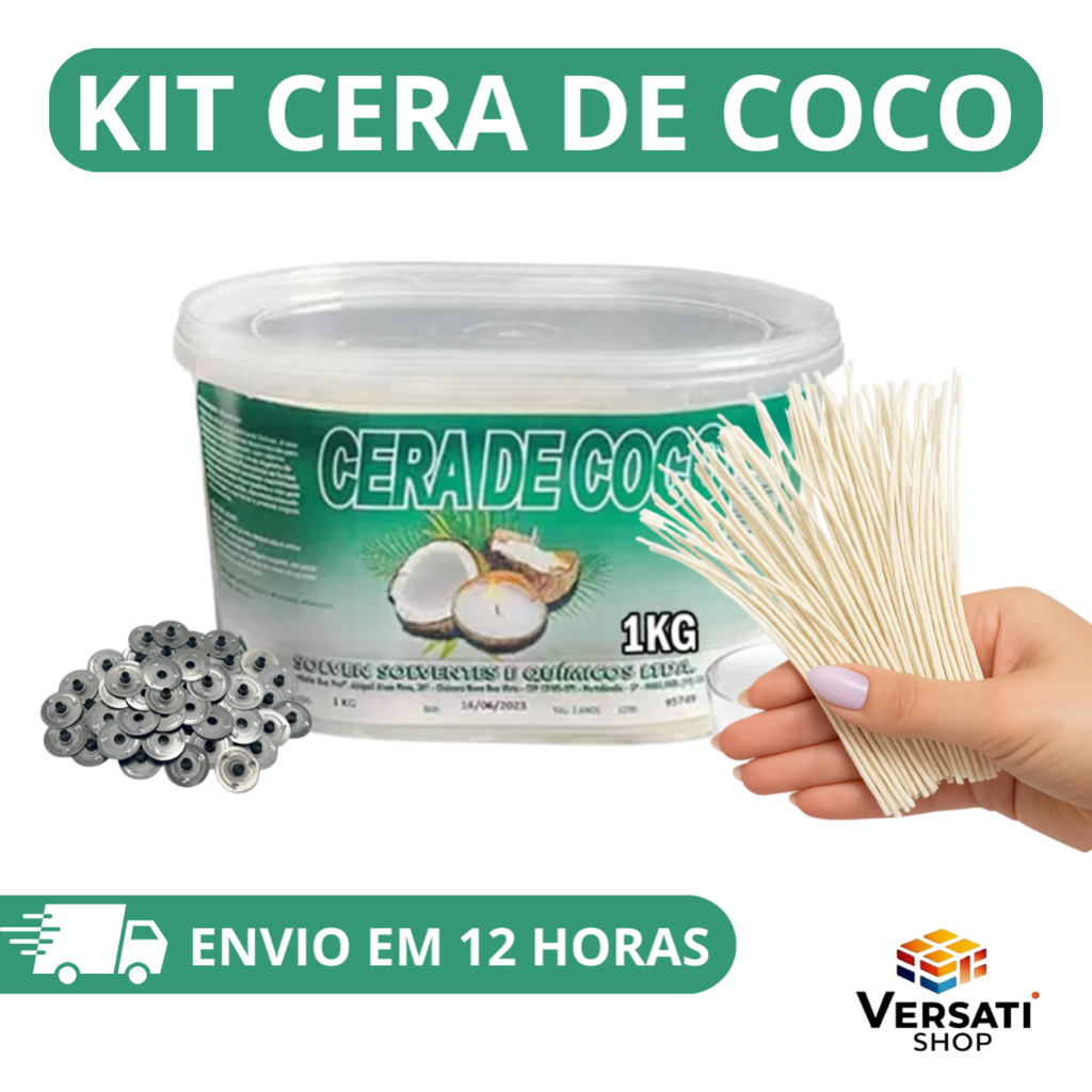 Kit Parafina Cera de Coco Para Velas Artesanais 100% Vegetal em Oferta na Shopee