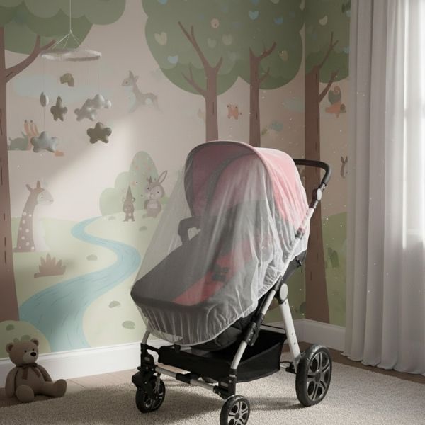 Mosquiteiro para Carrinho de Bebê Universal com Elástico em toda volta Percal 400 Fios