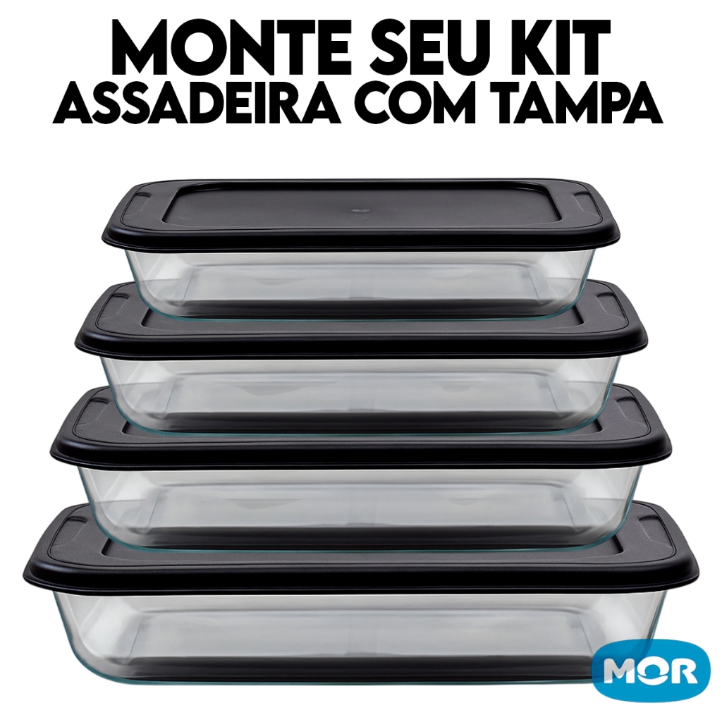Assadeiras Retangular Com Tampa Pra Fornos e Microondas
