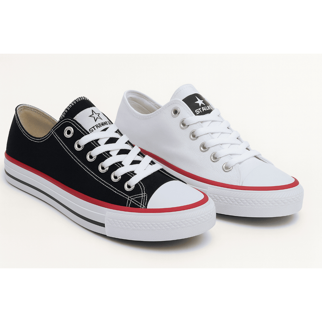 Kit 2 Pares Tênis Cano Baixo Unissex Star world All Confortável Preto Branco Casual em Oferta na Shopee