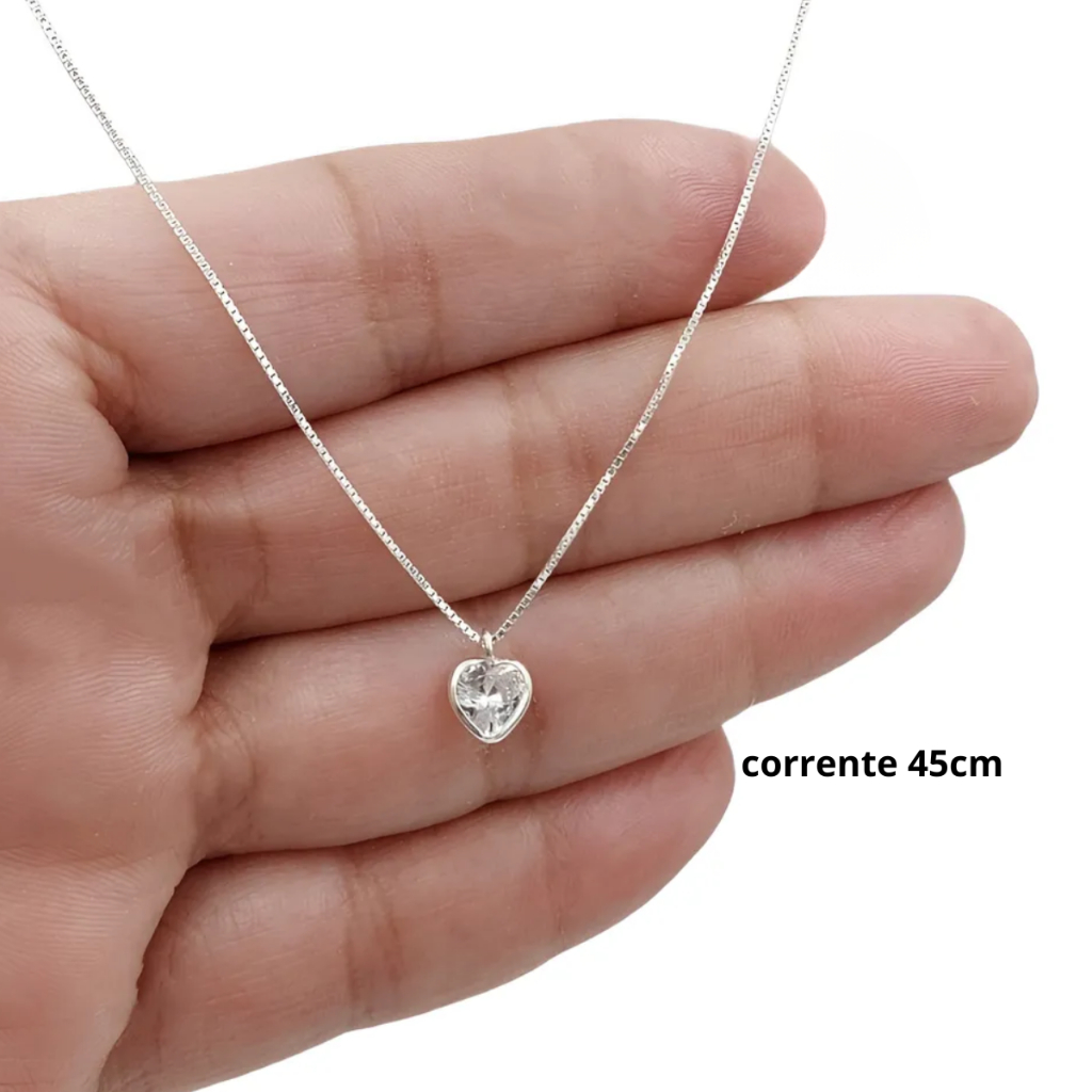 Colar Corrente Feminino Gargantilha Coração Prata- 925 Veneziana Ponto de Luz Premium Hipoalergênico em Oferta na Shopee