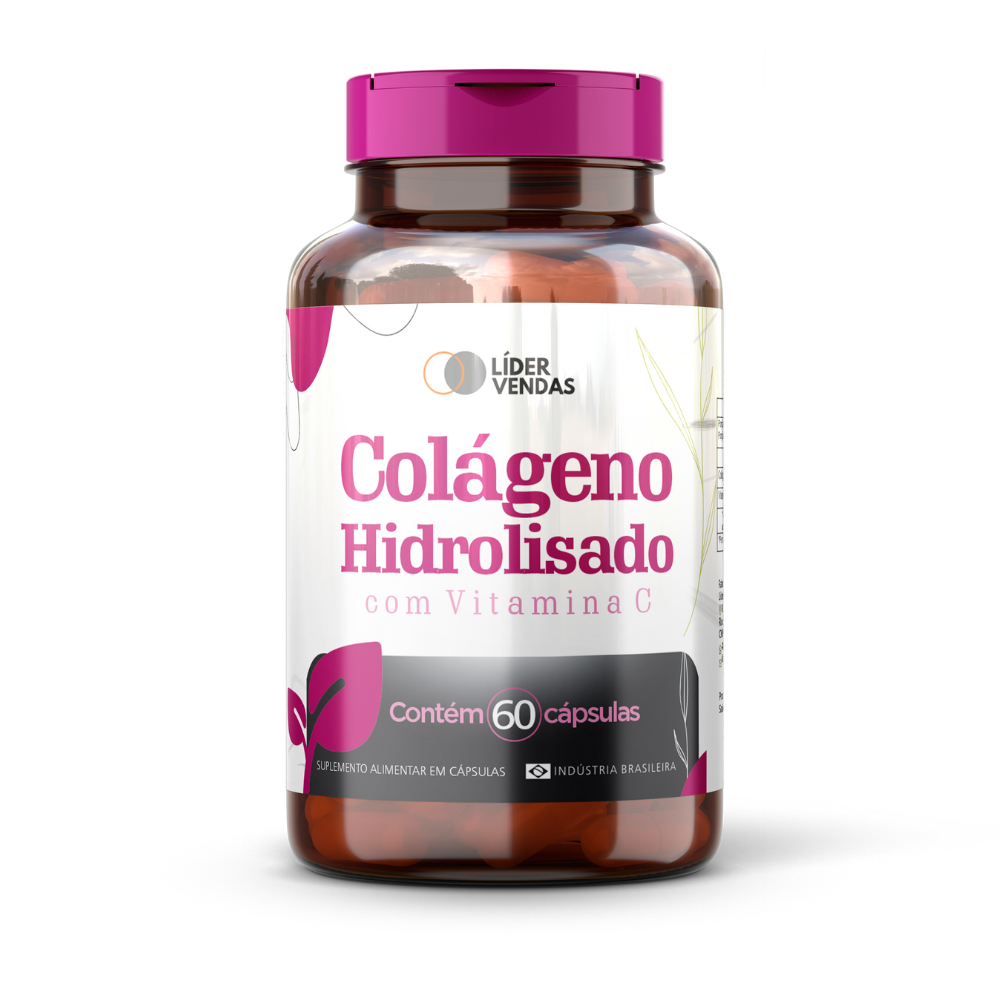 Colágeno Hidrolisado 500mg - 60 Cápsulas | Fórmula com Vitamina C | Suplemento para Pele, Cabelo