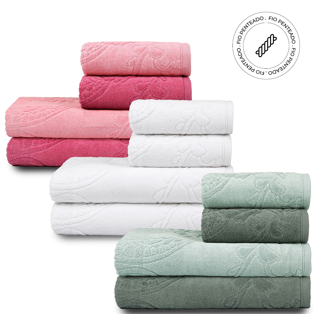 Jogo De Toalha 4 Peças Banho Gigante 100% Algodão Ótima Absorção Fio Penteado 470g/m² Amalfi em Oferta na Shopee