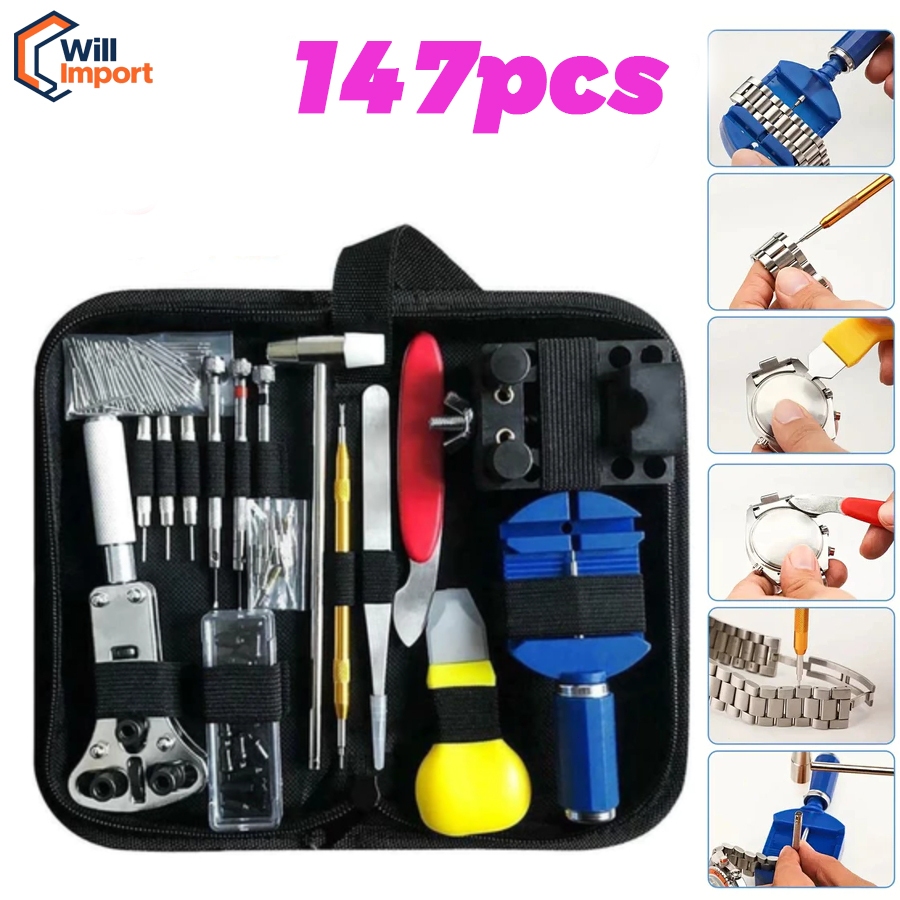 Kit 147 Pcs De Ferramentas Relojoeiro Conserto De Relógio Manutenção estojo de Ferramentas kit de conserto para Relógio