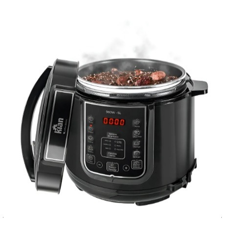 Panela De Pressão Elétrica 5L Kian Preto Inox 127V