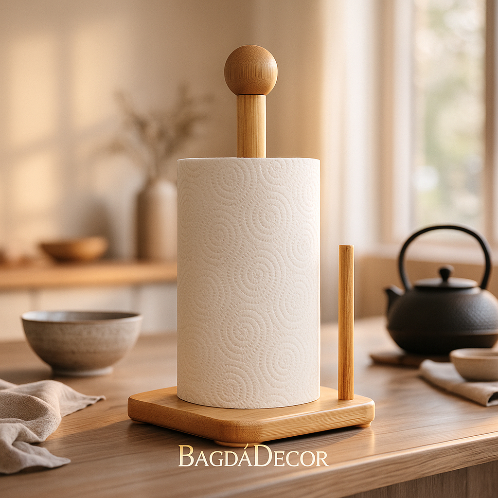 Porta Papel Toalha Bambu Suporte Vertical Organizador Madeira Cozinha em Oferta na Shopee