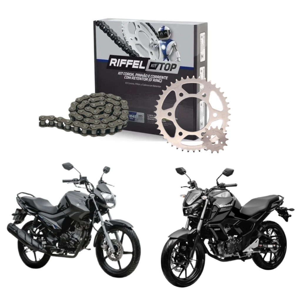 Kit Relação Tração Transmissão YBR 150 Factor YF 150 Fazer 2014 A 2026 Original Riffel em Oferta na Shopee