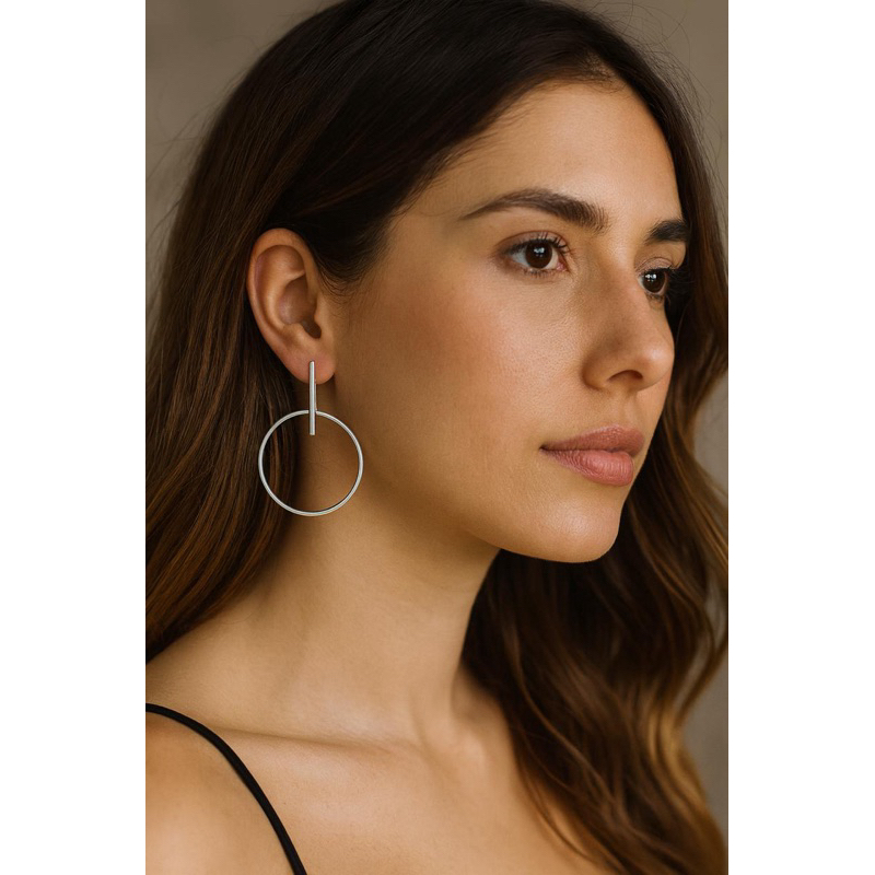 brinco argola palito prata 925 legítima