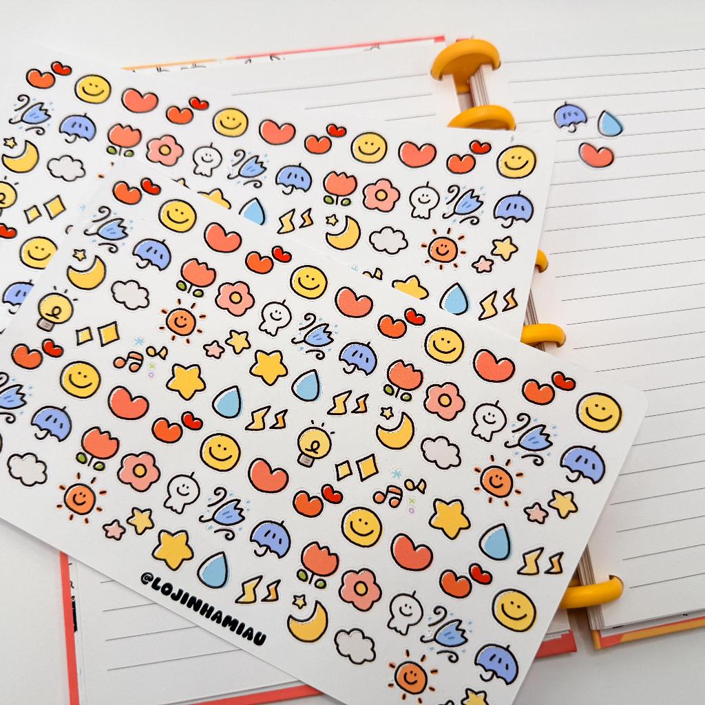 Cartela de Adesivos Para Planner/Bullet Journal Estações Fofas Kawaii