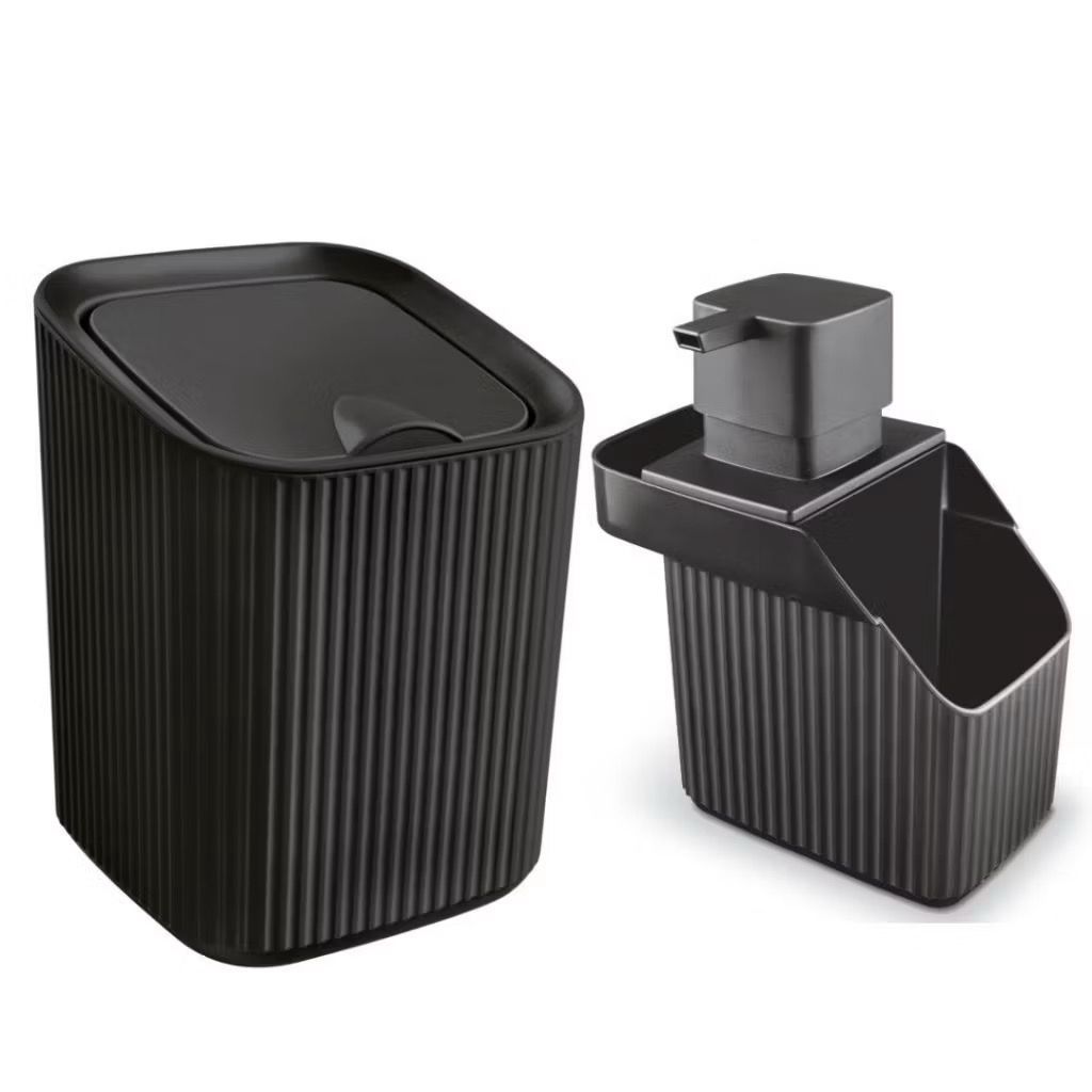 Kit Premium Organização De Pia Dispenser de Detergente + Lixeira 3 Litros Usual Utilidades em Oferta na Shopee