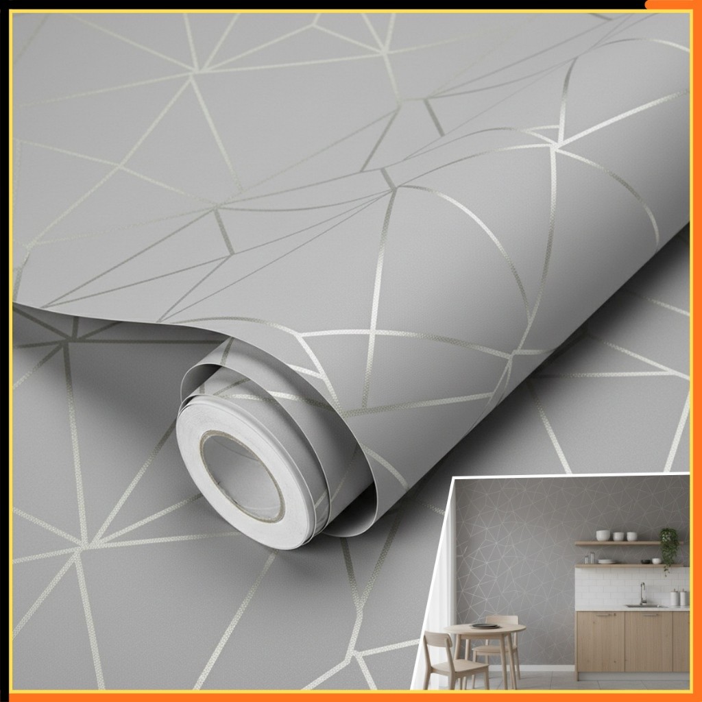 Papel de Parede Zara Cinza linha Prata 5 METROS Adesivo Autocolante para Sala, Quarto