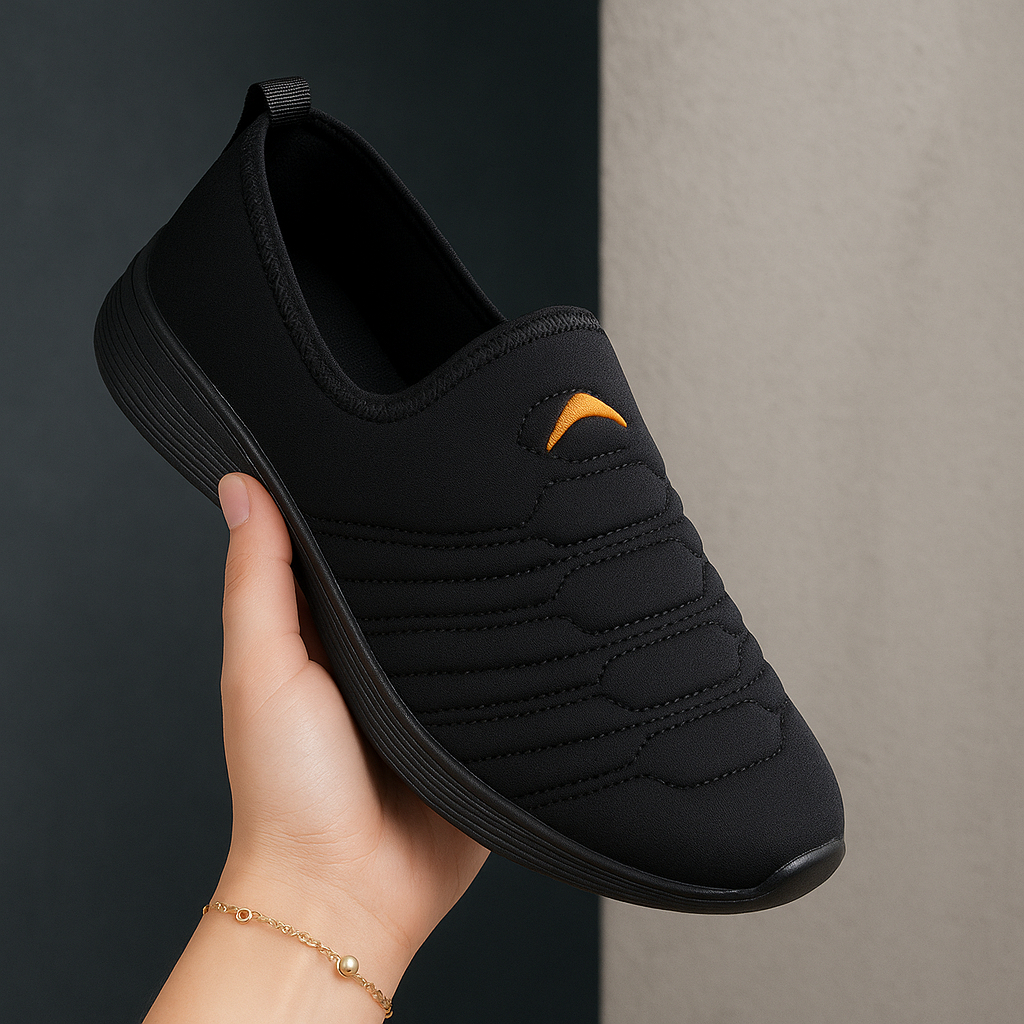 Tênis Meia Feminino Academia Slip On Ortopédico Caminhada  Sneaker Esportivo  Preto Antiderrapante