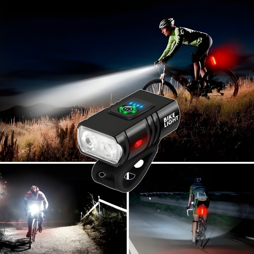 Lanterna Bike Farol (600201) c/2 Led T6 Potente Recarregável USB 6 Modos de Iluminação a Prova dÁgua