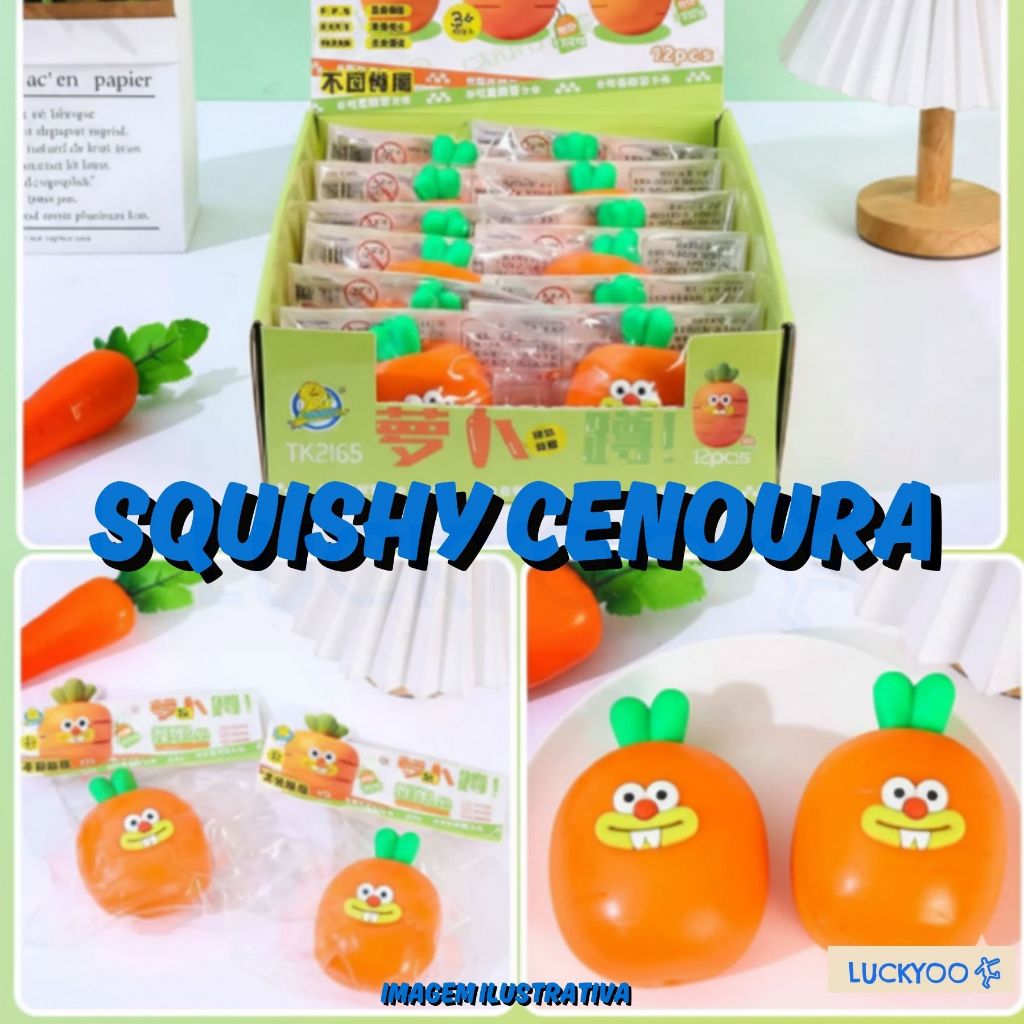 Squishy Cenoura Feliz AntiEstresse Brinquedo Macio de Apertar Slow Rising Sensorial Fidget Kawaii Presente Criativo em Oferta na Shopee