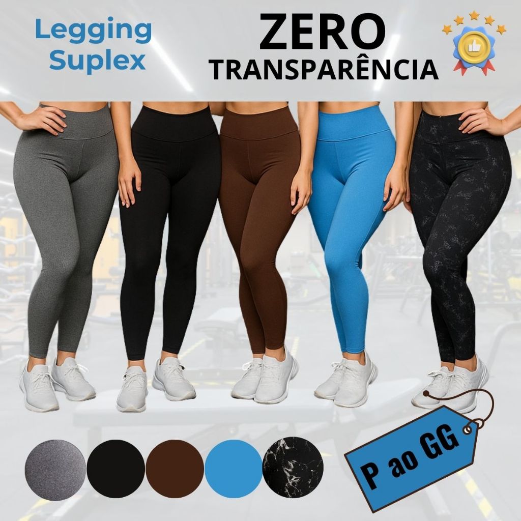 Legging Supplex Grossa Zero Transparência Academia Linha Premium Fitness Cós Alto