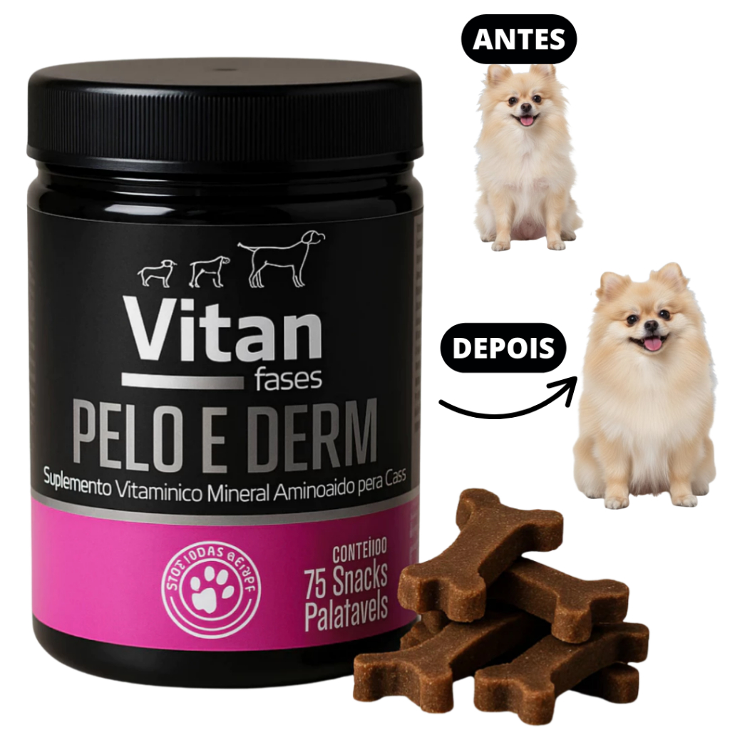 Vitamina para cães Pelagem e Coceira - 75 comprimidos palatáveis