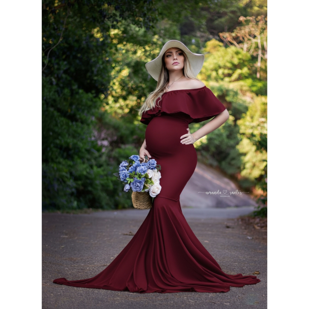 Vestido ciganinha para ensaio de gestante 2 em 1 em Oferta na Shopee