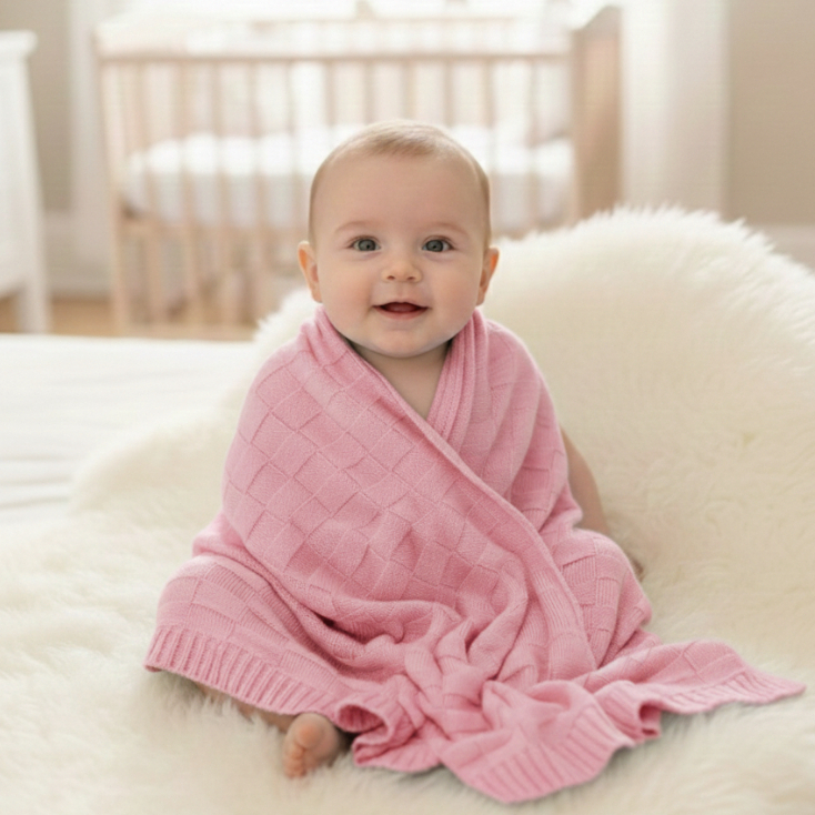 Manta Tricot Baby Saída Marternidade Decoração Berço Cobertor Mantinha Bebê