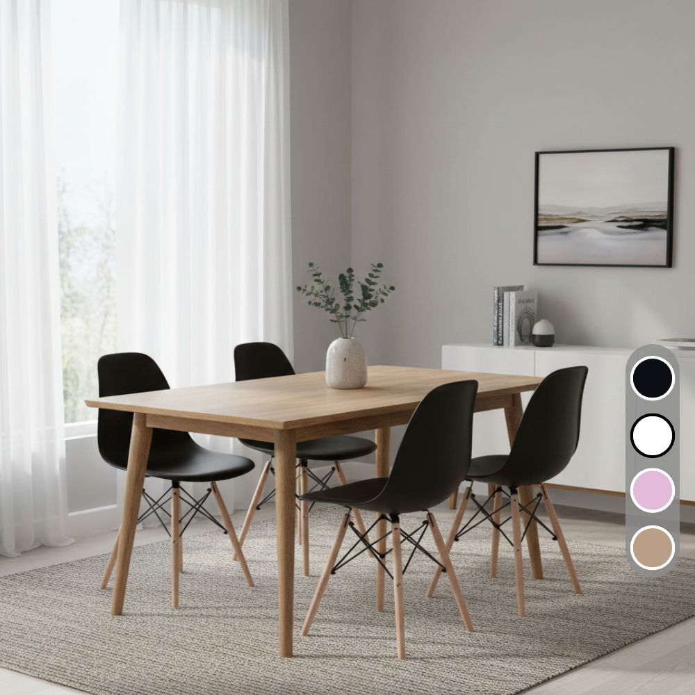 Conjunto Kit 4 Cadeiras Eiffel Pés Madeira Maciça Sala de Jantar em Oferta na Shopee