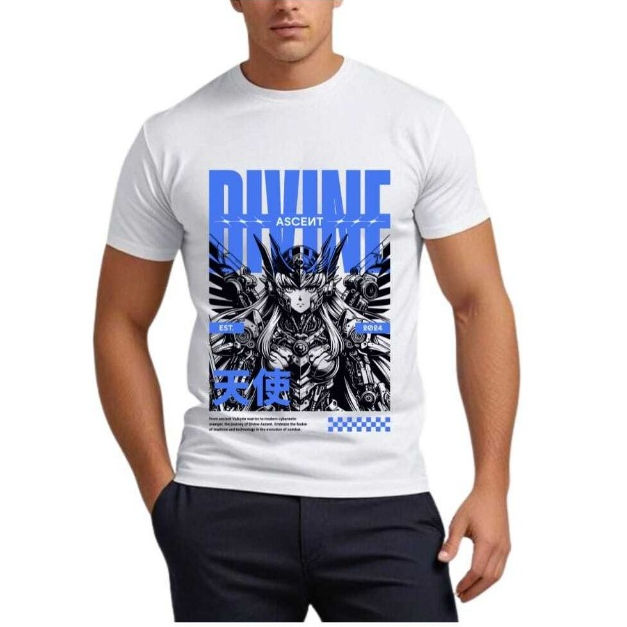 Camiseta Masculina  “Divine Ascent” Algodão Premium Confortável P ao GG Anime
