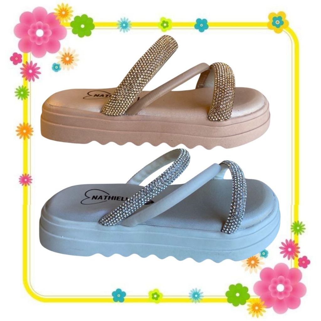 BIRKEN PAPETE 157-006 SANDÁLIA INFANTIL FEMININA CONFORTÁVEL BRILHO STRASS