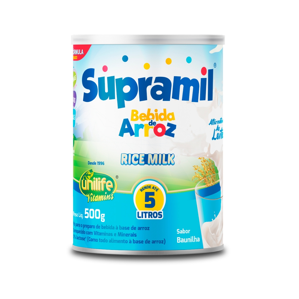 Bebida de Arroz s/ Lactose 500g Sabor Baunilha Supramil Kids Unilife
