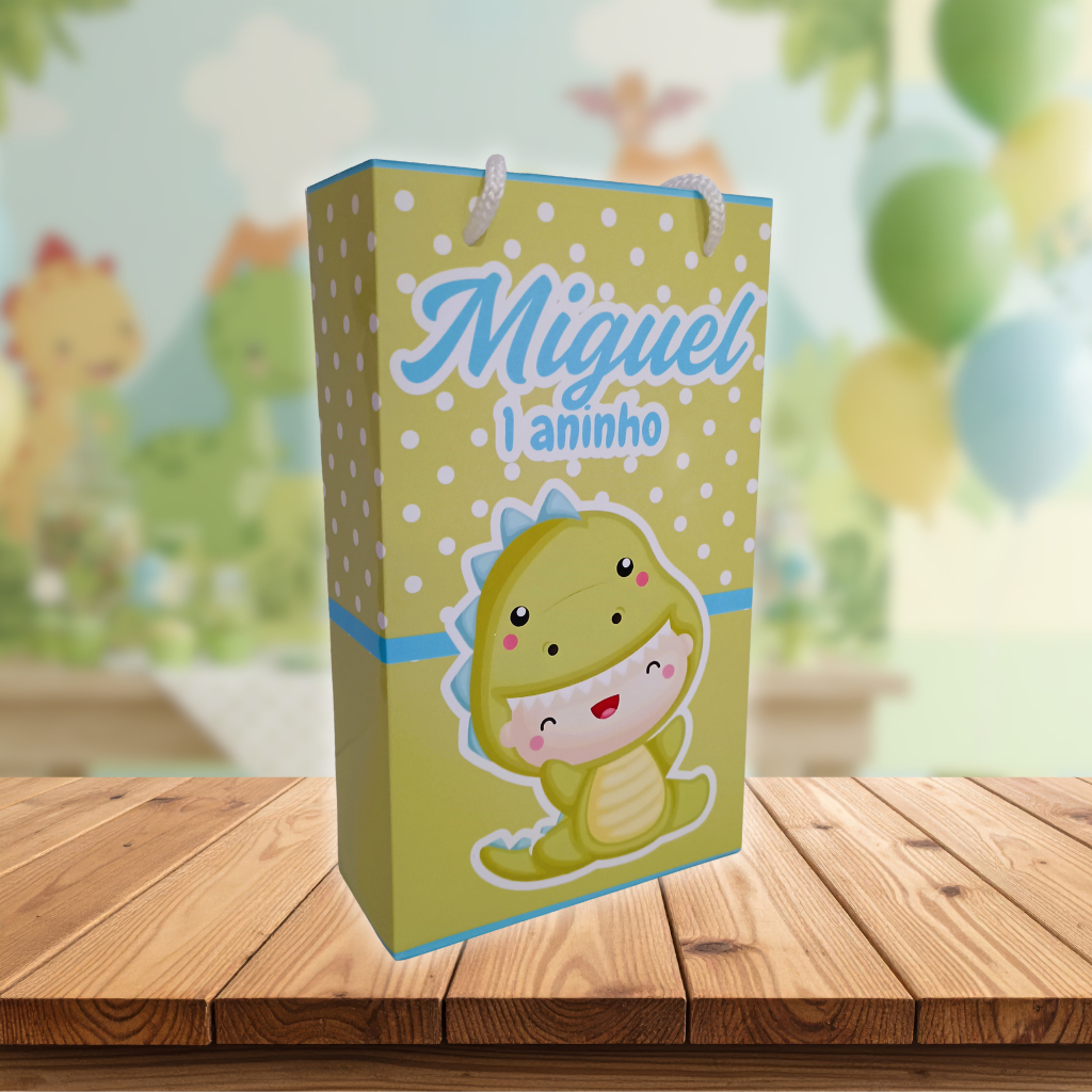 SACOLINHAS SURPRESA PERSONALIZADAS - Aniversário Festa Baby Dinossauro - Lembrancinhas - Kit PEGUE E MONTE