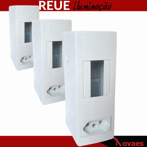 Kit 3 Caixa Disjuntor Bipolar Sobrepor Slim Tomada 20A