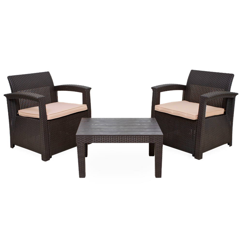 Conjunto Poltronas para Jardim 2 Lugares com Mesa de Jardim e Área Externa Rattan Syberflex em Oferta na Shopee