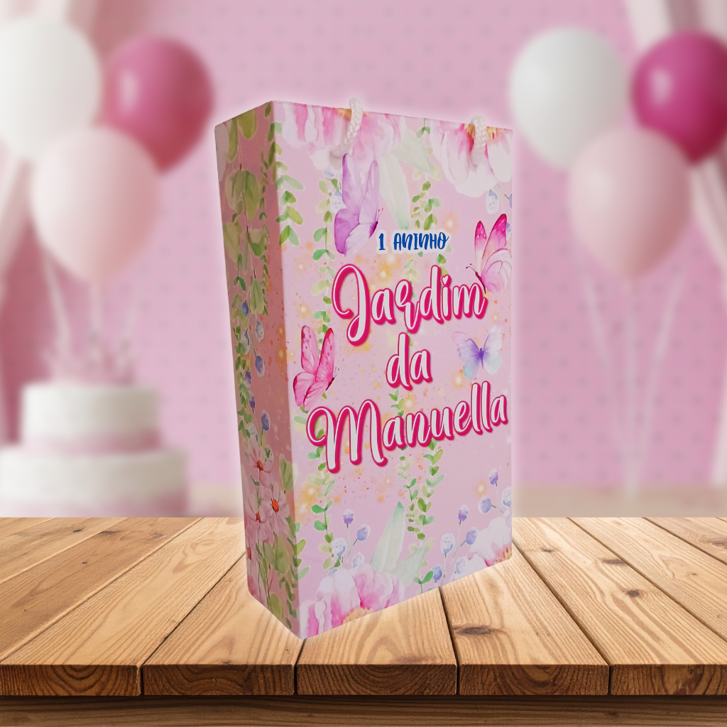 SACOLINHAS SURPRESA PERSONALIZADAS - Aniversário Festa Jardim Encantado Borboletas - Lembrancinhas - Kit PEGUE E MONTE