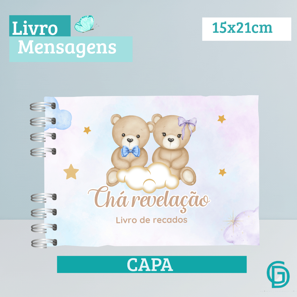 Envio Rápido - Livro de Recados Chá Revelação Lilas e Azul Livro Recordação Assinatura - Pronta Entrega