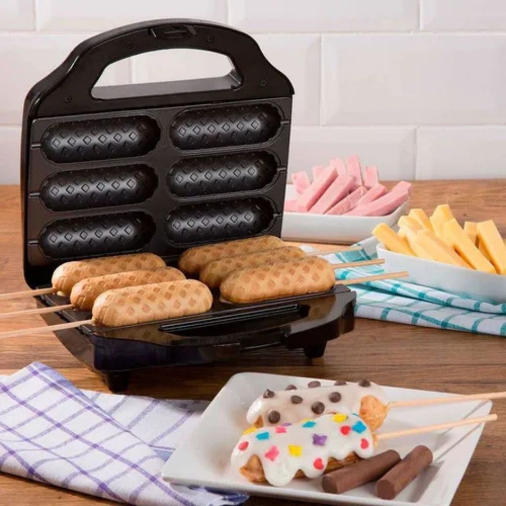 Máquina de Crepe Crepeira Elétrica Antiaderente Hot Dog Queijo Coalho Espetinho No Palito LCK