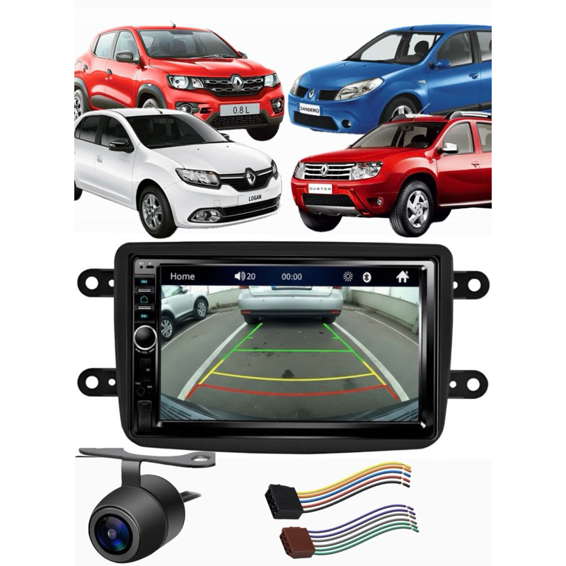 Kit Multimidia Mp5 Renault Duster Kwid Logan Sandero Bluetooth Espelhamento + Moldura + Câmera de ré